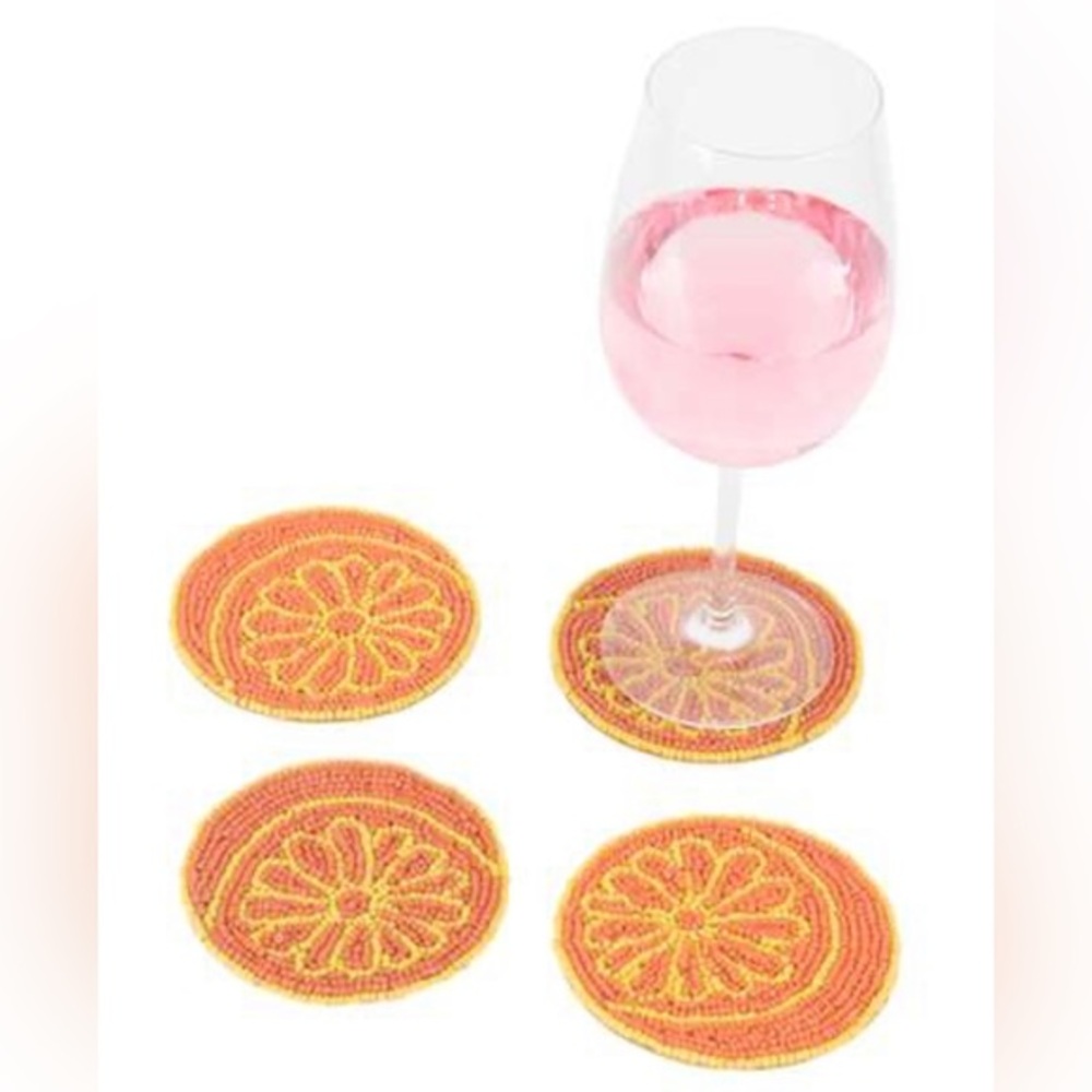 Cloud 9 beaded orange slice coasters
